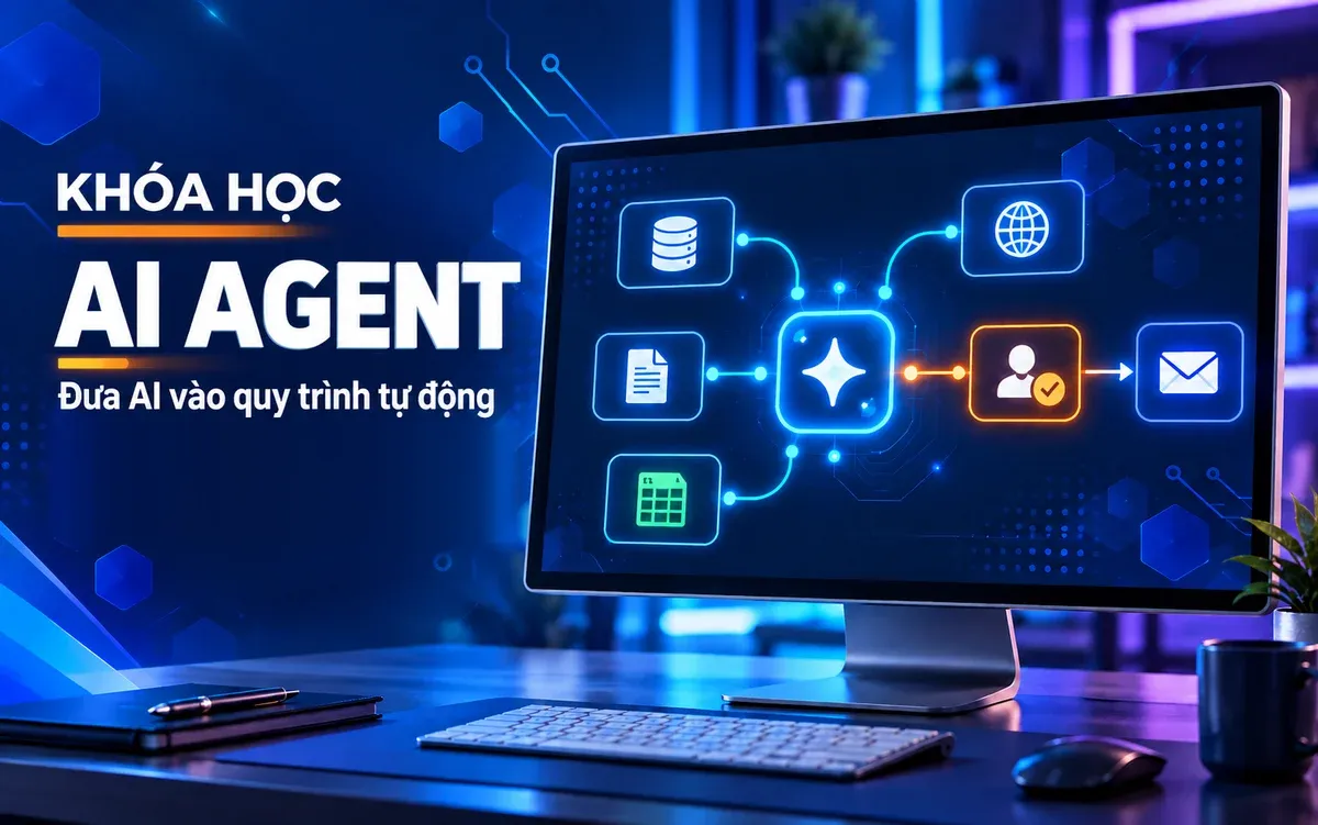 Cover khóa AI Agent tự động hóa công việc
