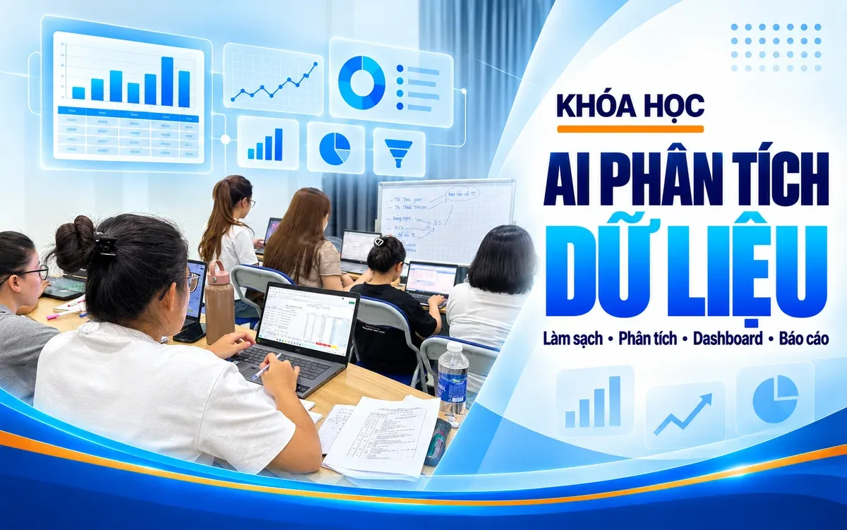 Cover khóa Phân tích dữ liệu cùng AI Agent