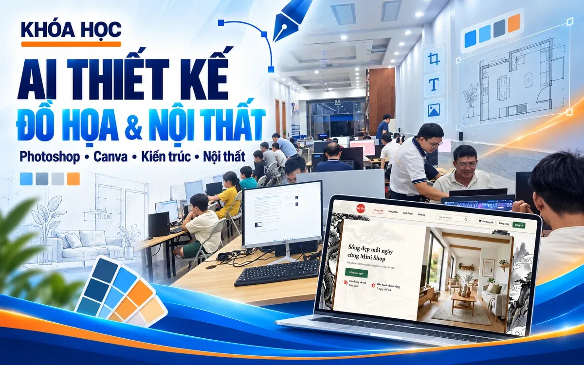 Cover khóa AI trong thiết kế đồ họa, nội thất