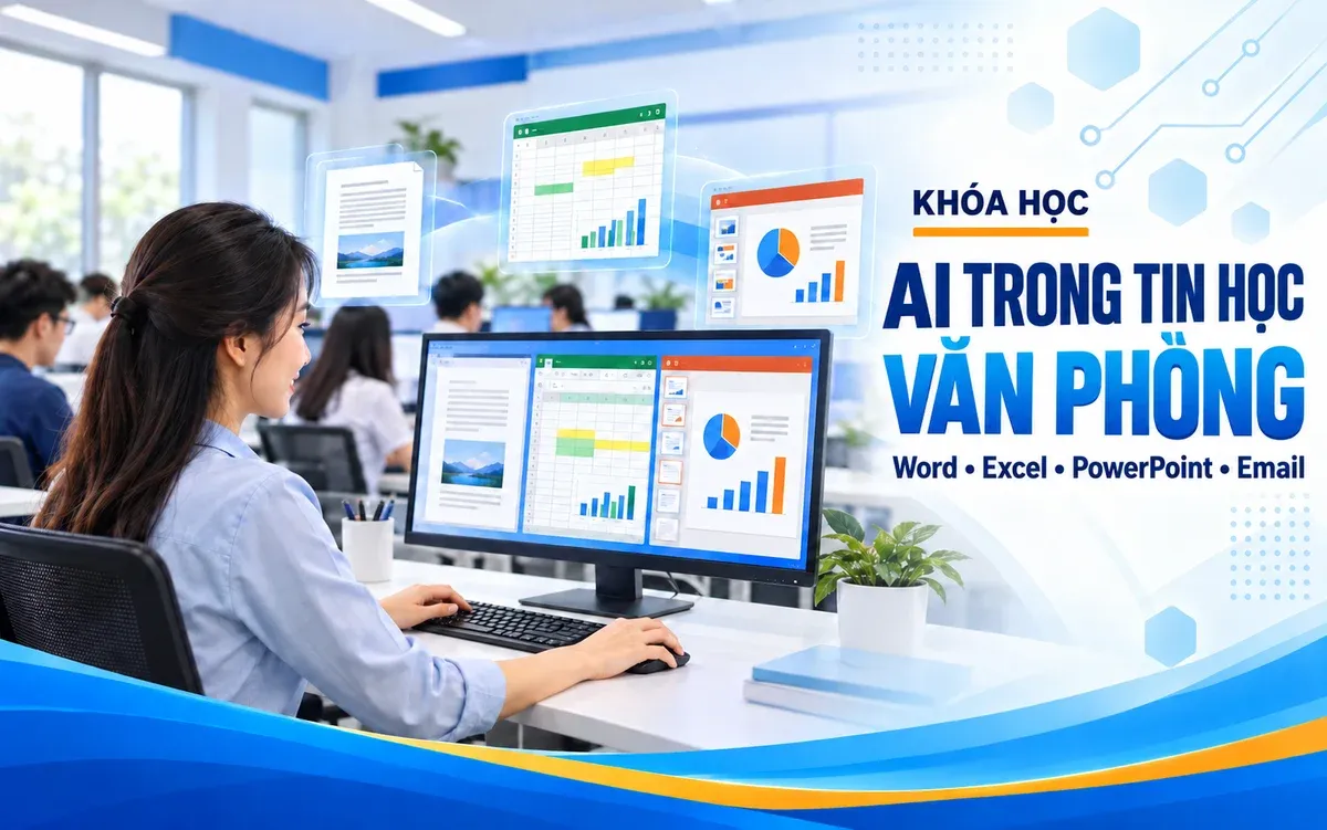 Cover khóa AI trong tin học văn phòng