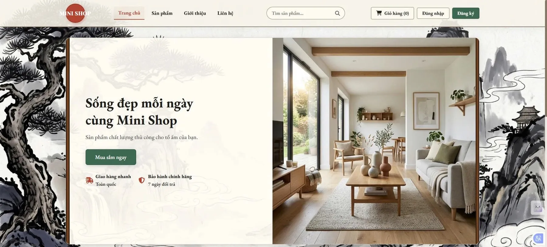 Website Mini Shop phong cách nội thất