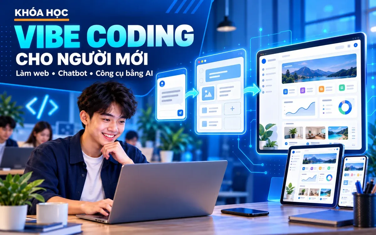 Cover khóa Vibe Coding cho người mới